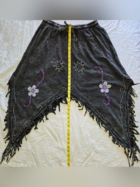 Himalaya Handmade Boho Asymmetric Harem Fringe Handkerchief Hem Shorts O/S NWT